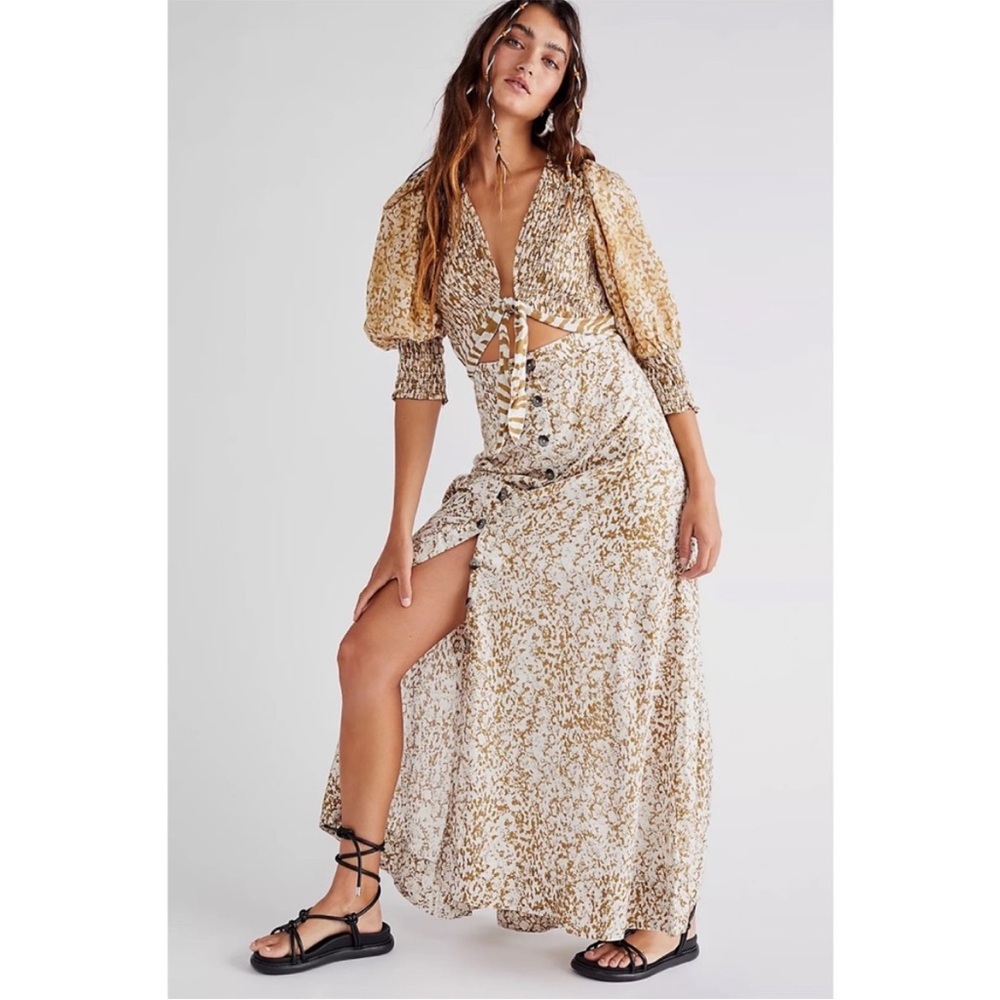 Free People String Of Hearts Printed Boho Maxi Dress S
